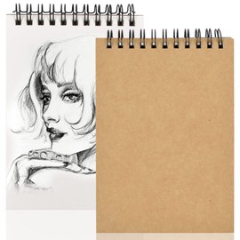 Pack of 2 Sketchbook, A6 Sketch Pad, Drawing Paper with Spiral Bound, 160gsm Portrait Drawing Pad, Watercolour Paper, Craft Pad, Sketchbook, 30 Sheets/60 Pages