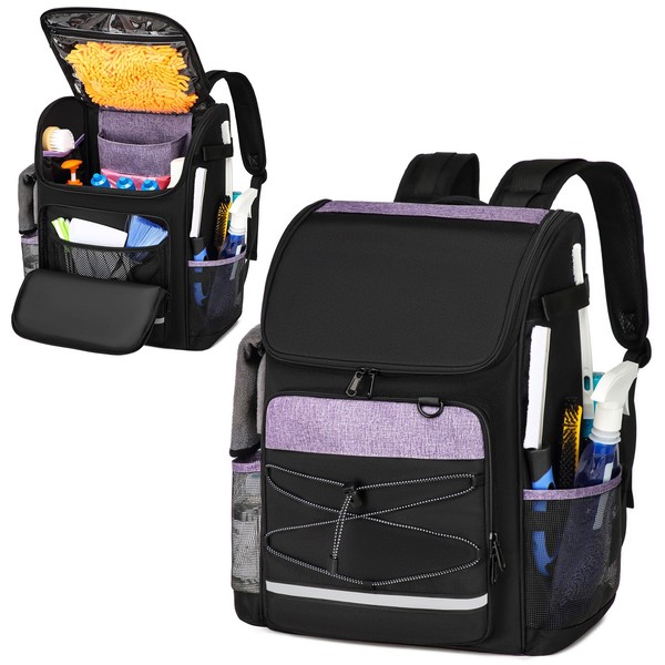 Cleaning Bags, Large Cleaning Supply Caddy With Bottom Plate, Cleaning