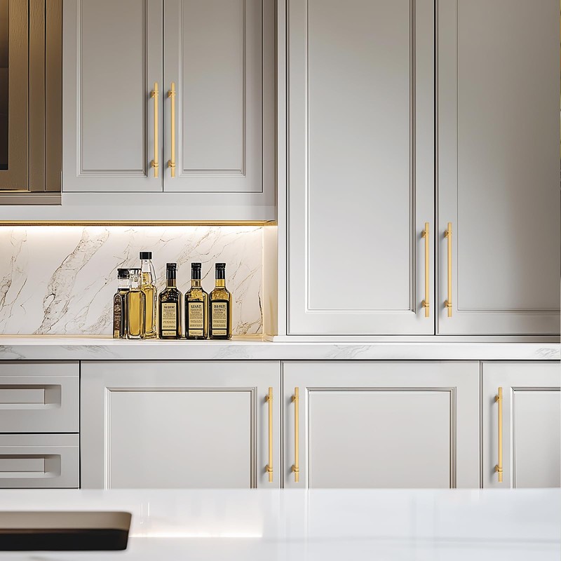 HOME EDIT 5 Pack 8-3/4 inch Gold Cabinet Handles Square