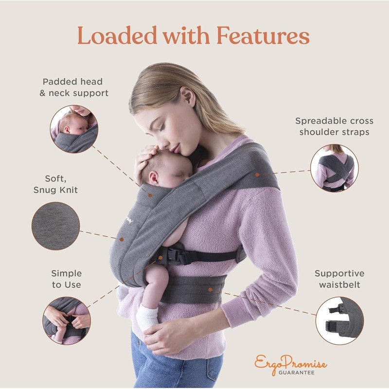 Ergobaby Embrace Cozy Newborn Essentials - Envoltura portabebés (7-25 libras),