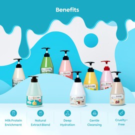 WELCOS WELCOS Kwailnara Yuzu Milk Body Lotion & Body Wash Set C Brightening & Moisturizing Korean Skincare Set with Yuzu Extract, 560g / 19.75oz Each