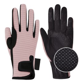 ChinFun Women's Horse Riding Gloves Stretchable Equestrian Gloves Breathable Horseback Lady Youth Girls Outdoor Cycling Light Pink S