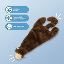 Best Pet Supplies 2-in-1 Stuffless Squeaky Dog Toys with Soft, Durable Fabric for Small, Medium, and Large Pets, No Stuffing for Indoor Play, Holds a Plastic Bottle - Cow, Monkey, Large