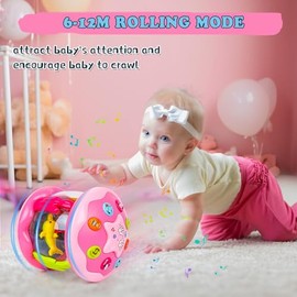 M SANMERSEN Baby Girl Toys 12 Months Musical Light Up Toy Crawling Learning | Ocean Projector Rotating Infant Aquarium Toy For 12-18 Months Boy Girl B