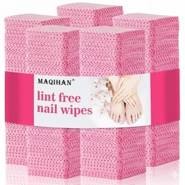 MAQIHAN 1500 Toallitas para Uñas Sin Pelusa - Toallitas Quitaesmalte de Acetona Rosa, Almohadillas para Uñas Sin Pelusa, Toallitas para Uñas de Gel Sin Pelusa, Extensiones de Pestañas, Suministros Par