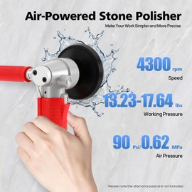 WsrrLun Pneumatic Grinder 4 Inch Water Polisher Wet Air Sander 4300RPM Concrete Sanding Stone Granite Polishing Tool BC-WS100