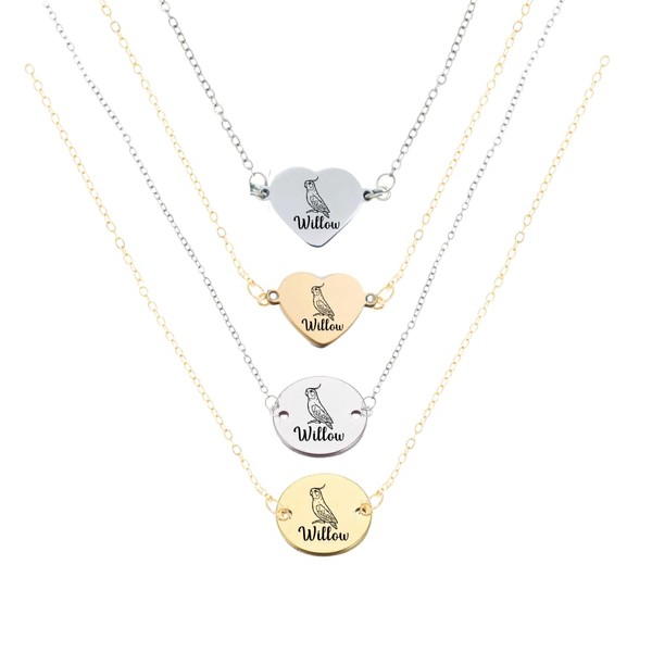 Personalized Cockatiel Necklace, Cockatiel Gift, Custom Engraved Round And Heart
