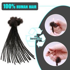 IXIMII Dreadlock Extensions Human Hair 0.8 cm 10 inch 20 Strands Natural Black Handmade Permanent locs with Needles and Comb Real Human Hair Dreads Extensions for Women Men Kids