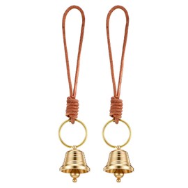 ElevateTech 2Pcs Vintage Hanging Bell for Door Knob Jingle Bells Outside Hanging Decor Indoor Decoration Clear Ringing Sound Suitable Home Garden Christmas (Gold)