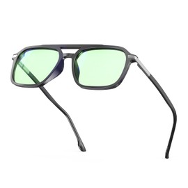 Goiteia Blue Light Filter Glasses for Men and Women - Light Green Tint Glasses for Lifelike Colours - Relieve Digital Eye Strain - Ultralight with Spring Hinges for Greater Comfort, Black transparent