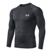 MEETYOO Mens Compression Long Sleeve Athletic Workout Undershirt, Black, Large
