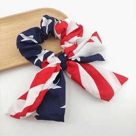 ZCYYYS American Flag Hair Tie, 4th of July Hair Band for Women Girls, Flag Hair Accessories, Elastic Hair Scrunchies, Red White Blue Hair Ties, 2 Pieces