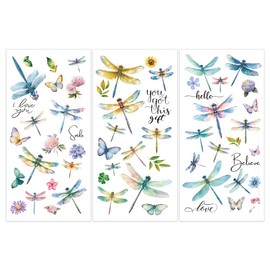 BEUNITONE 3 Sheet Rub on Transfers for Crafts and Furniture Inspirational Dragonfly Rub on Transfer Stickers Classic Wall Decals DIY Wallpaper Furniture Stickers for Wood Home Decor 5.9''*11.8''
