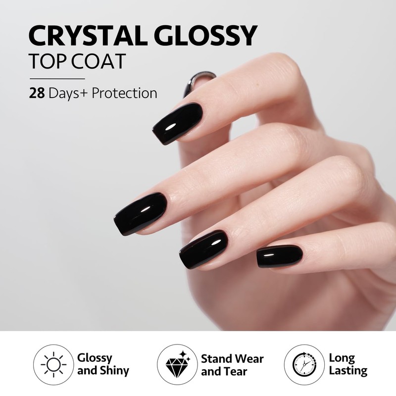GAOY Crystal Glossy Gel Top and Base Coat Set, 16ml