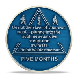 5 Month Sobriety Coin - AA Recovery Medallion with Scenic River Design and Motivational Quote, Celebrate Sobriety Present for Men and Women, Inspirational AA Member Token