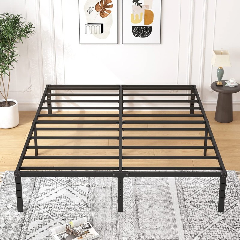ALDRICH 18 Inch Metal King Size Bed Frame - Black
