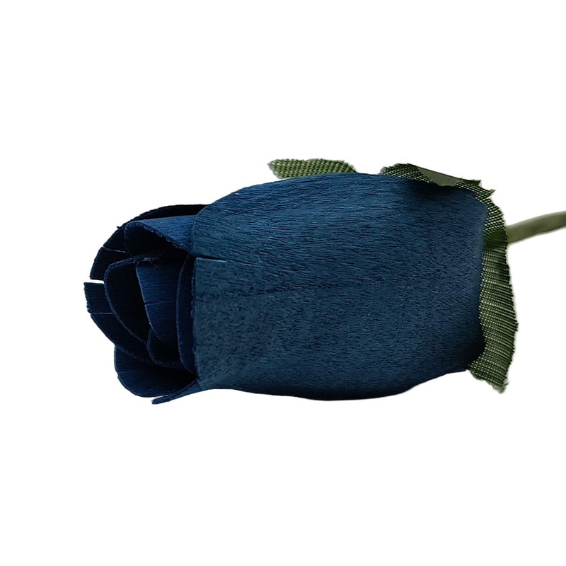 Navy Blue Bunch of 8 Closed Bud Wooden Roses for