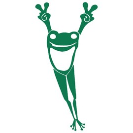 Jumping Peace Sign Frog Vinyl Cutout Sticker Rub On Decal 2.5-by-5 Inches (Green)