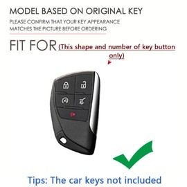 SANRILY Carbon Fiber Pattern 5 Button Key Fob Cover Fit for Buick Envision 2024 2025 for GMC Yukon Denali Sierra for Chevy Silverado Suburban Keyless Luminous Key Case with Keychain Silver