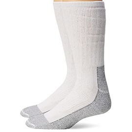 Fruit of the Loom Men's Work Gear Crew Socks with Arch Support | Breathable & Lightweight | 2 Pack Socks,White, Shoe Size 6-12/Sock Size 10-13