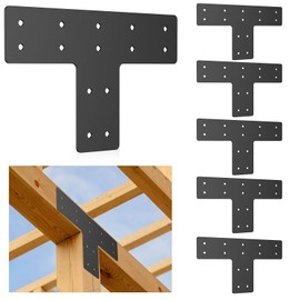 6PCS 12x8 in T Shape Steel Flat Bracket, 0.12'' Thick T Post Bracket, Ideal for Wood 4x4, 6x6 Lumber Mending/Connecting/Joining, in Truss Framing, House Repair, Furniture and Pavilion