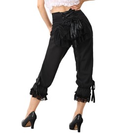 COSDREAMER Women Gothic Steampunk Elastic Waist Breeches Pirate Costume Pants (XX-Large) Black