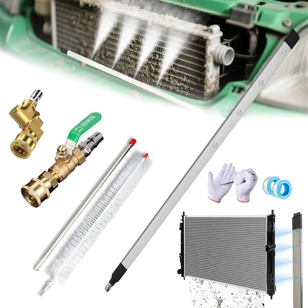 24''Portable Radiator Cleaning Wand,Pressure Air Pump Flush Car Radiator Power