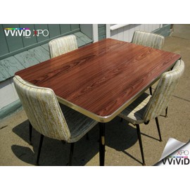 VVIVID High Gloss Red Cedar Striped Wood Grain Faux Finish Textured Vinyl Wrap Roll Sheet Film for Home Office Furniture DIY No Mess Easy to Install Air-Release Adhesive (3ft x 4ft)