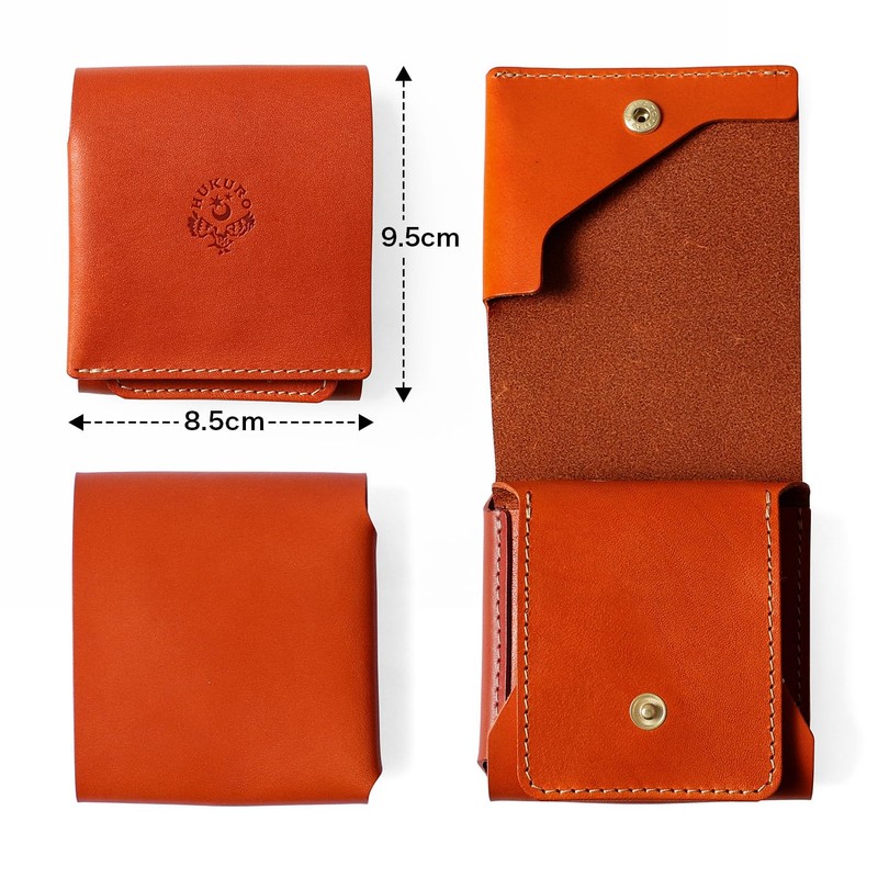 Beh- Box-shaped Coin Purse, Large Capacity, Tochigi Leather, Genuine Leather,