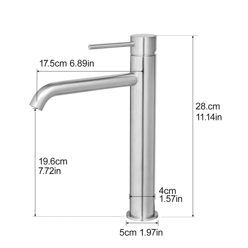 Modern Luxury Brushed Nickel 304 Stainless Steel Single-Hole Mounted Water