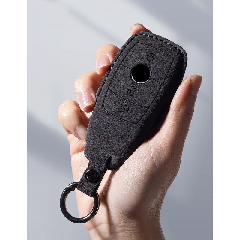 ontto Suede Car Key fob Cover Fit for Mercedes A