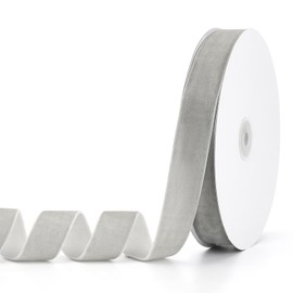 Pieaary Silver Gray Velvet Ribbon 1" x 20Yd,Great for Gift Wrapping,Hair Bows Making, Wreaths,Wedding and Christmas Party Decoration(Silver Gray 1")