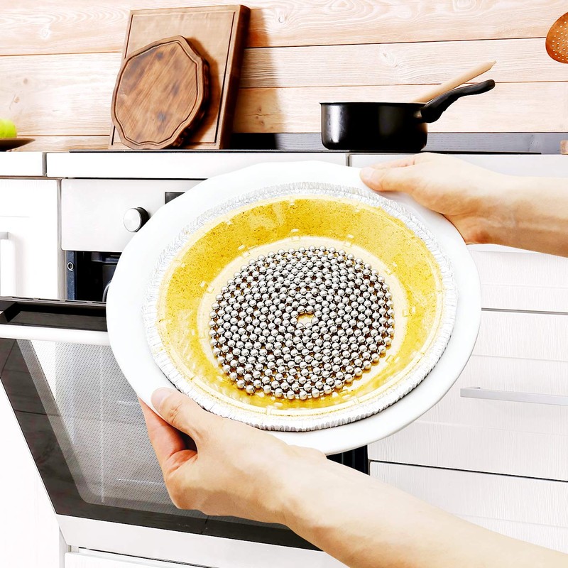 Durable Baking Supplies: Stainless Steel Chain Pie Weights, Reusable and