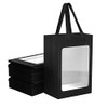 6 Pcs Black Paper Gift Bags with Transparent Window, 9.84"x7.0"x5.12"