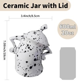 GXOPIEV Ceramic Canister with Attitude, Cute Ceramic Jar with Airtight Seal Lid for Food Storage, White Decorative Kitchen Container for Coffee Beans, Tea, Sugar, Salts, Spice and More (600ml/20oz)
