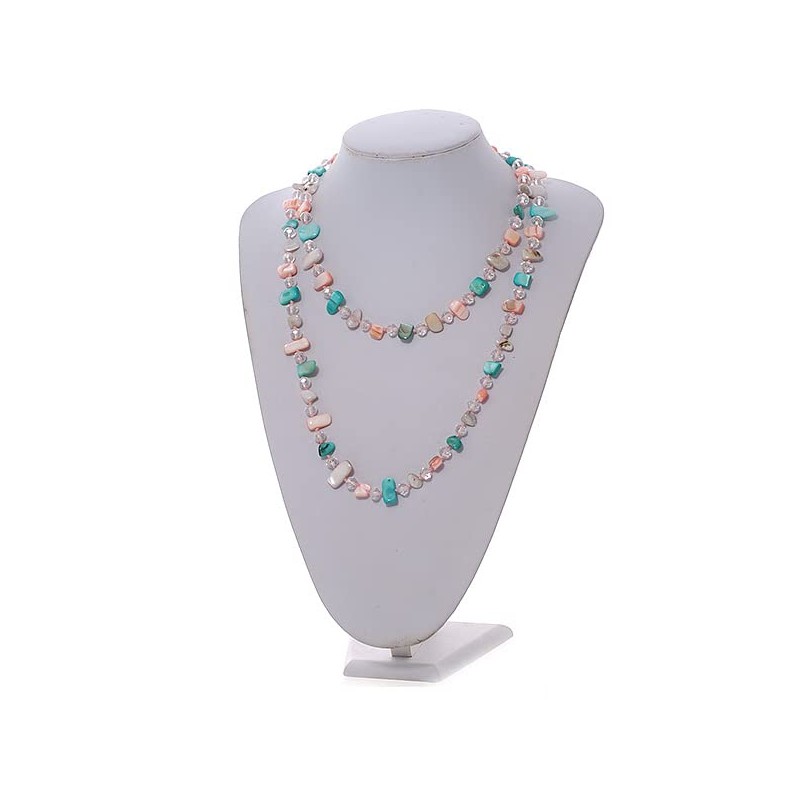 Avalaya Pastel Pink/Teal/Off White Shell Nugget and Transparent Glass Bead