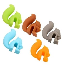 5Pcs Multicolor Cute Squirrel Shape Silicone Tea Bag Holder Cup, Squirrel Drink Markers, Tea Bag Holder Tea Bag Coasters for Cup Hanging Tool Mug Candy Colors Gift Set Tea Accessories