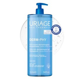 Uriage Derm-Phy Extra-Rich Dermatological Cleansing Gel 1L - Fresh Face, Body Foaming Cleanser - Sensitive, Dry Skin - Hydrates, Preserves the Hydrolipidic Film - Paraben, Soap-Free - Physiological pH