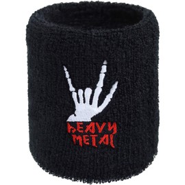 Heavy Metal Sweatband Headbanger Embroidery Sweatband Embroidered & Absorbent Terry Cloth Merch Arm Black Metal Concert Wristband Festival Gift Sweat Bracelet