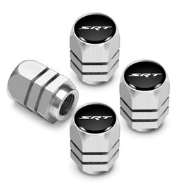 iPick Image for Dodge SRT Logo in Black on Silver Hexagon Shape Aluminum Tire Valve Stem Caps