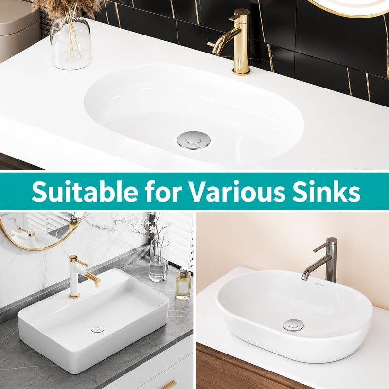 Bathroom Sink Stopper, Universal Drain Filter with Hair Strainer, Universal