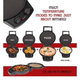Courant Pizza Maker, 12 Inch Pizza Cooker and Calzone Maker, with Timer &Temperatures control, 1440 Watts Pizza Oven convert to Electric indoor Grill, Black