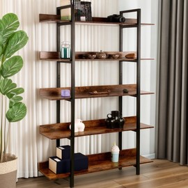 Vocuer 5 Tier Tall Bookcase - Wide Bookshelf for Bedroom & Office, 5 Shelf Open Bookcase