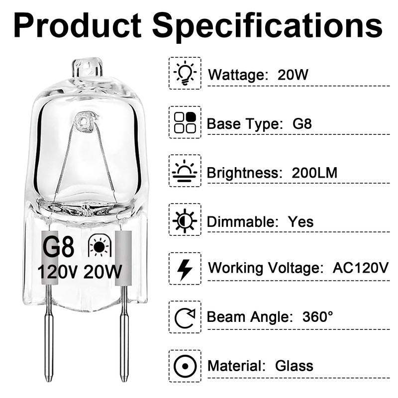 Gaormii G8 Halogen Light Bulbs 20W 120V Under Cabinet Puck