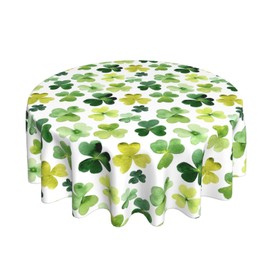 60" St Patrick's Day Round Tablecloth, Shamrock Holiday Party Decor