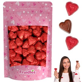 Fruidles Valentine's Hearts, Party Bag Fillers, Red Individually Wrapped Foils, Kosher Certified (1 Pound)
