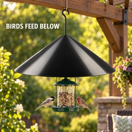 19-Inch Hanging Squirrel Baffle for Bird Feeders, Black Plastic Cone Guard