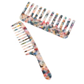 Gatuida 2Pcs Wide Tooth Hairdressing Comb Portable Comb for Smoothing Detangling for Wet Dry Use Suitable for All Hair Types Acetate Design