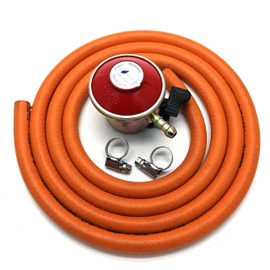 Patio Gas Regulator 27Mm Clip On With 1M Hose + 2 Clips Fits Calor/Flogas