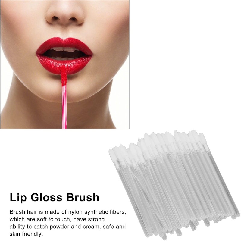 100 Uds Cepillo de Labios Mango Transparente Cepillo de Labios